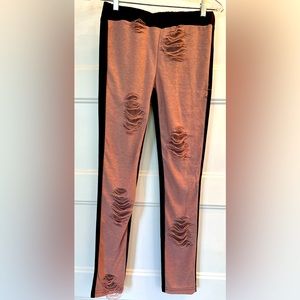 Pink Victorias Secret distressed leggings